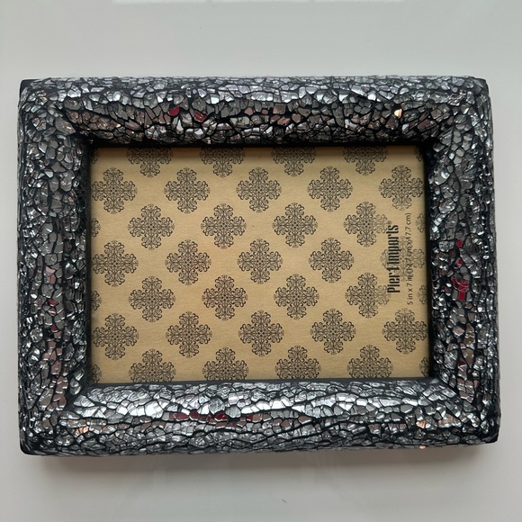 5X7 photo frame with mirror mosaic border. Hang or stand, vertical + horizontal - Picture 5 of 6